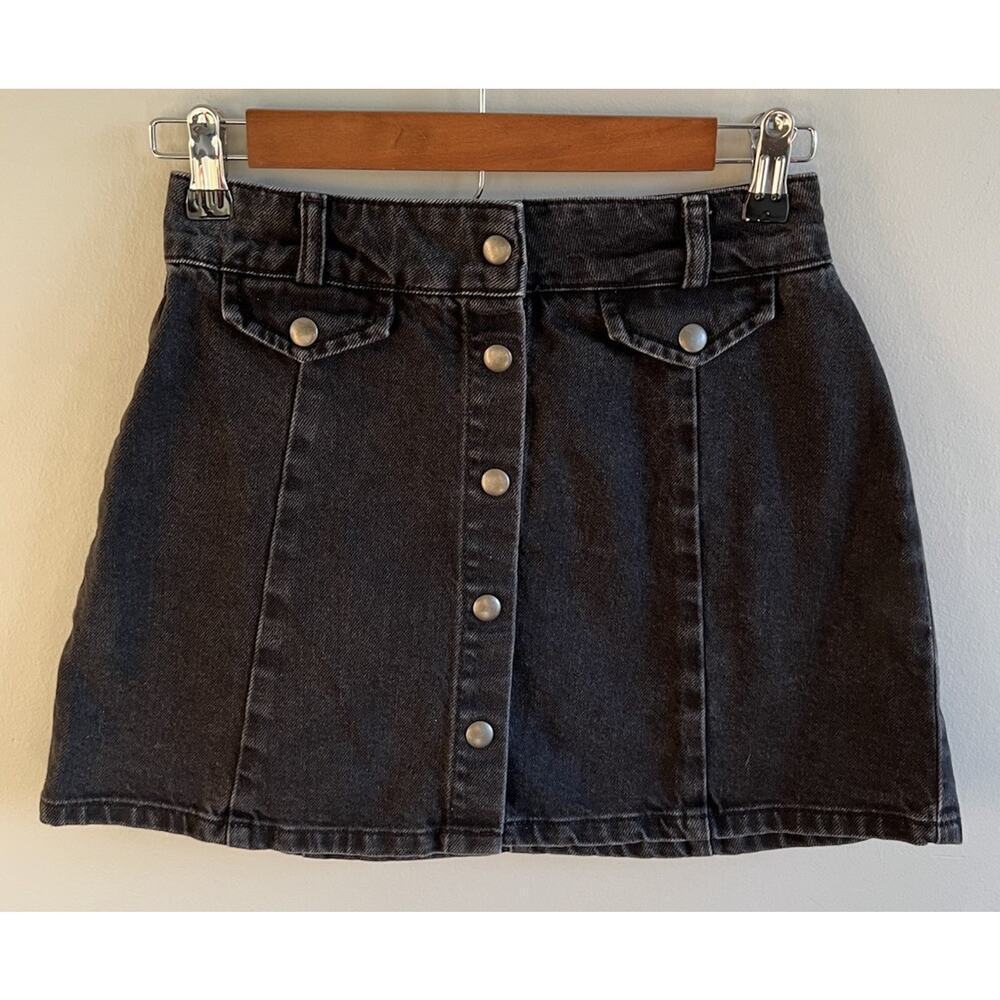 BDG Urban Outfitters Sadie Button Front Black Denim Skirt Size XS Cotton Women